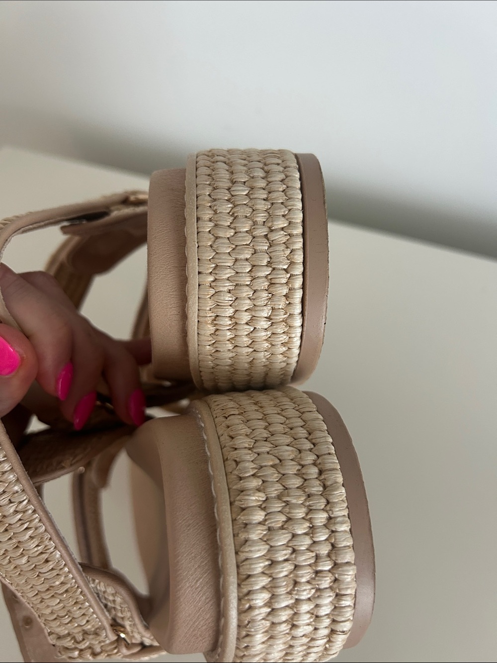 Steve Madden Beige Woven Platform Sandals - Picture 5 of 6